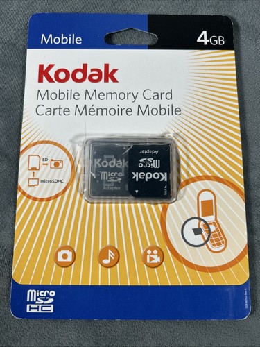 Kodak Memory Card for Camera Phones 4GB Micro SDHC Adapter New