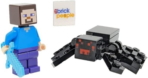 LEGO Minecraft: Steve Minifigure with Pickaxe and Spider | eBay