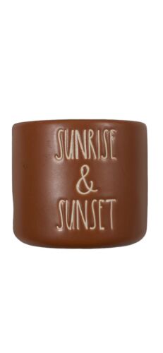Rae Dunn "Sunrise & Sunset" Ceramic Cylinder Planter - 3", Orange Sun Design - Picture 1 of 5