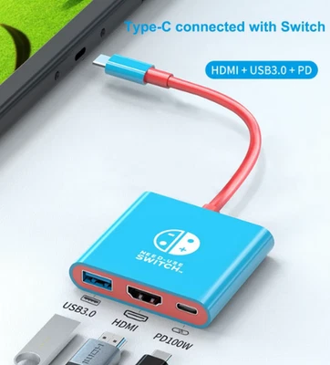 Portable Nintendo Switch Docking Station USB TYPE-C to HDMI 4K Hub to TV Screen