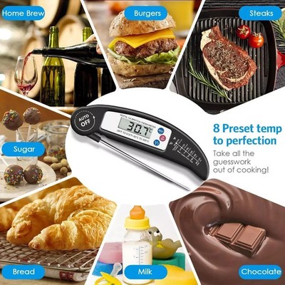 Digitales Lebensmittel Thermometer Sonde Kochen Fleisch Temperatur BBQ Küche Truthahn