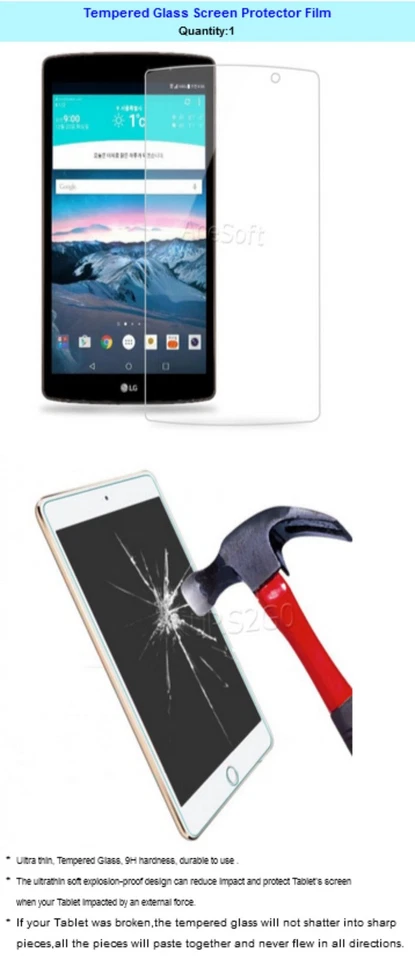 Película protectora de pantalla de vidrio templado de cobertura completa para LG G Pad X 8.0" V520 V521 Foto 2 de 3