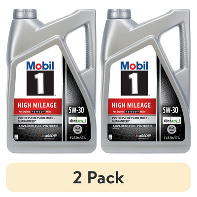 (2 pack) Mobil 1 High Mileage Full Synthetic Motor Oil 5W-30, 5 Quart