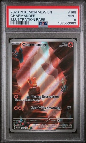 2023 POKEMON MEW EN-151 ILLUSTRATION RARE #168 CHARMANDER PSA 9