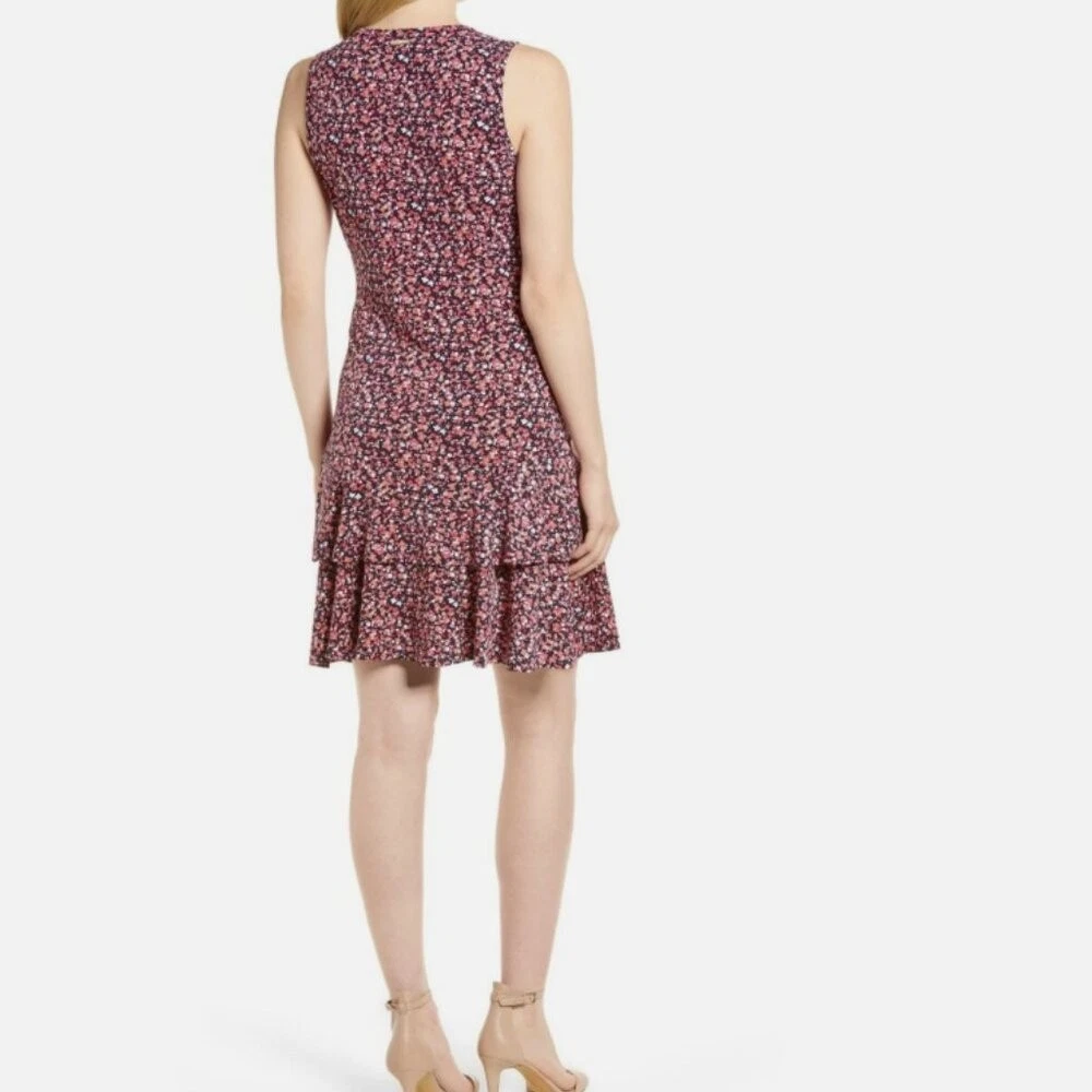 Abito MICHAEL Michael Kors taglia 3X balza fiori selvatici senza maniche elasticizzato a strati