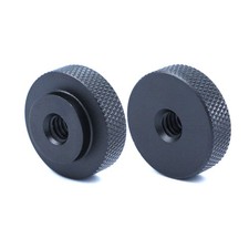 2 Pack 25Mm Large Knurled Edge 1/4"-20 Female Thumb Wheel Lock Nut Adapter Blac