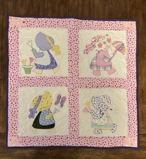 Sunbonnet Sue Baby Quilt Handmade Applique Crib Blanket Heirloom Nursery Gift