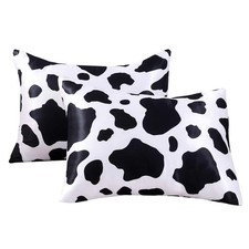 Satin Pillowcase for Hair and Skin Cow Print Silk Satin Pillowcase 2 Pack Sta...