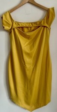 Boohoo Size 16 mustard yellow dress cut out stretched jersey holiday summer