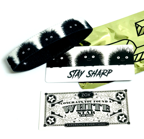 ZOX *STAY SHARP* Silver Single Small Goldie Wristband w/Card & WHITE STAR CARD - Picture 2 of 3