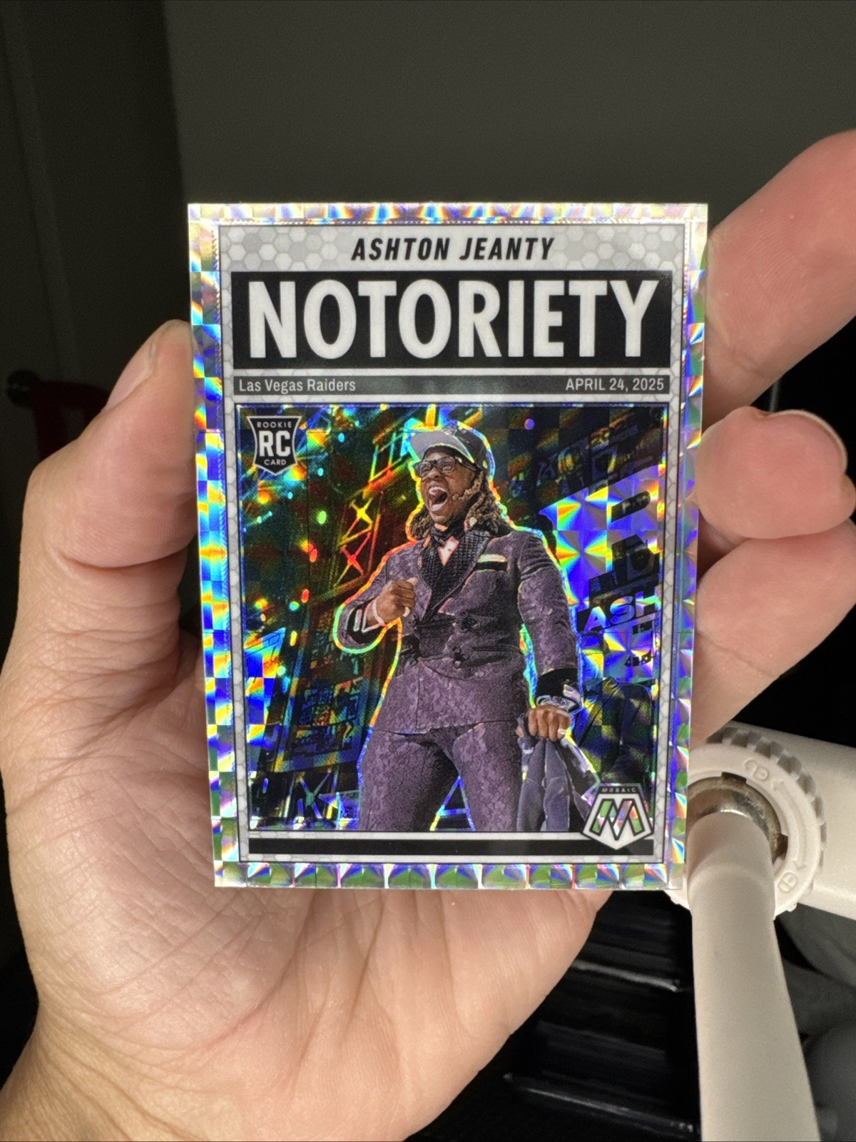 2025 Mosaic Notoriety Ashton Jeanty Silver Mosaic Prizm Rookie Card Raiders RC