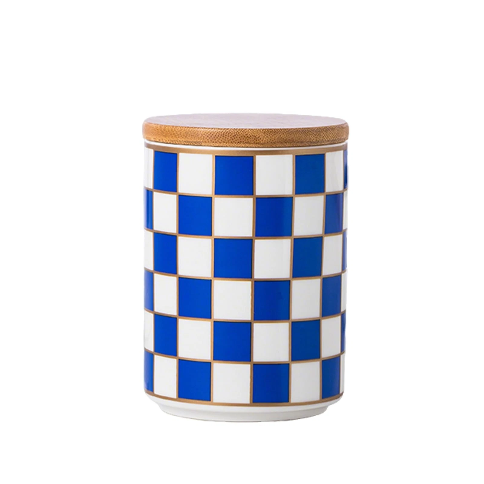 Kitchen Countertop Ceramic Checkered Canisters,Black And White Food Storage C...