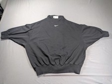Nike Sweatshirt Womens Small Black Mock Neck Dolman Sleeve Fleece Swoosh Cropped