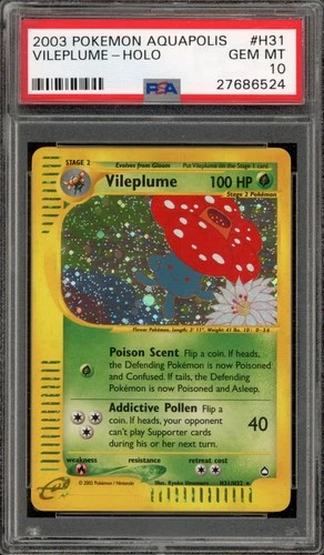 Pokemon Vileplume Aquapolis Holo Rare #H31 PSA 10 Gem Mint