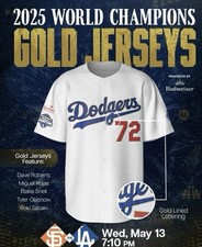 LA Dodgers 2025 World Series Gold Jersey Blake Snell SGA 5/13/26 XL ⚾️ 🧢