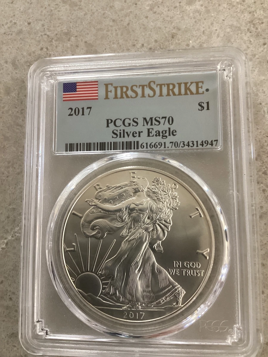 2017年 PCGS MS70 シルバーイーグル 3枚セット 星条旗3色リング 2枚