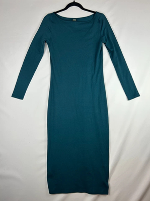 chinese dress ladies Black / XS 22 Momme Elegant Long Sleeve Boat Neck Midi Silk Work Dress