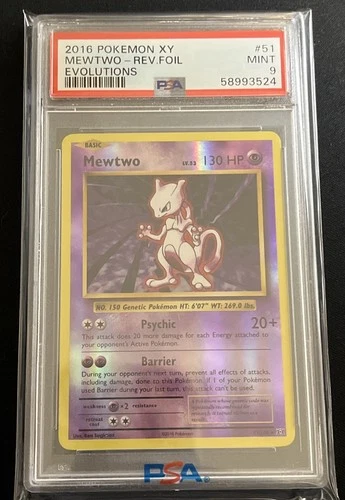 2016 Pokemon: MEWTWO 51/108 - [Reverse Holo] - [XY Evolutions Set] - Mint PSA 9