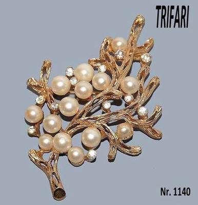 Trifari, edle Brosche Korallenzweig 50er Jahre