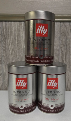 illy Ground Coffee Espresso Intenso Bold Roast, 8.8 Oz (3 Pack) BB 06/2027