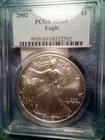 2002 American Silver Eagle 1$ Graded PCGS MS69.      READ DESCRIPTION
