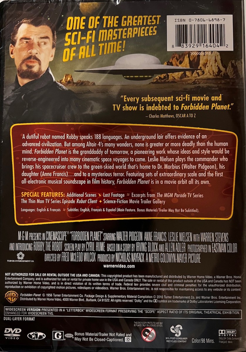 FORBIDDEN PLANET Sci-Fi Classic Leslie Nielsen DVD New