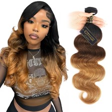 Ombre 1b/4/27 Body Wave Bundles Human Hair 18A Grade 18" Brazilian Body Wave...