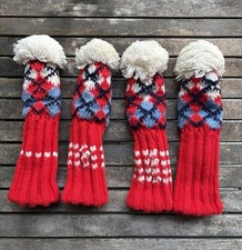 Vintage Hand-Knit Wool Golf Club Covers 4 