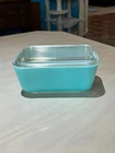 Vintage Pyrex 0502 Covered Refridgerator Dish 6.75 x 4.25 Turquoise