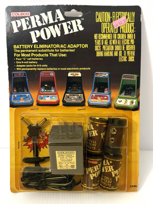 Vtg '82 Coleco Perma Power Handheld Tabletop Battery Eliminator AC Adapter NIP