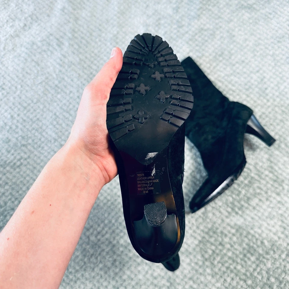 botín vintage retro y2k negro gamuza tacón punta mujer 8 Foto 4 de 4