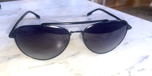 LUENX Men's Aviator Sunglasses Black Metal Frame Dark Tint Lens 2610 59-13-145