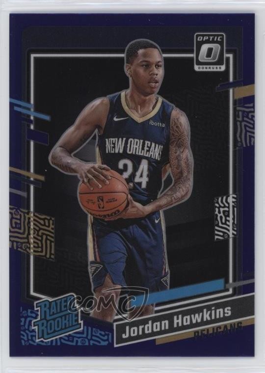2023-24 Panini Donruss Optic Rated Rookie Purple Prizm Jordan Hawkins #238 19fp