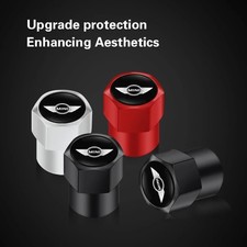 Set Of 4 Mini Cooper Tire Dust Covers Valve Caps Black
