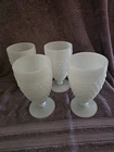 Anchor Hocking Vintage Milk Glass Hobnail Goblet White Footed Set Of 4.