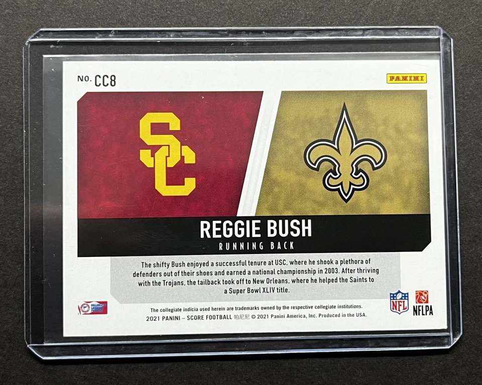 2021 Score Collegiate Champions Red Parallel Reggie Bush #CC8 New Orleans Saints - Image 3 of 3
