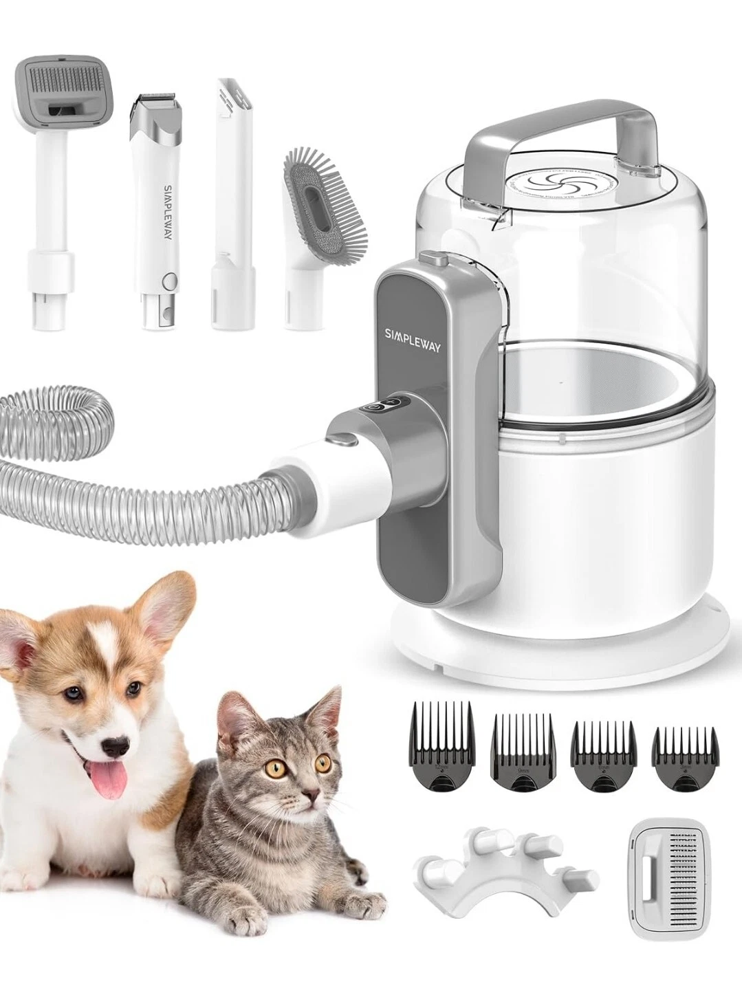 Pet Grooming Vacuum, 6 in 1 Dog Grooming Kit with 3 Suction Mode and Large Capac