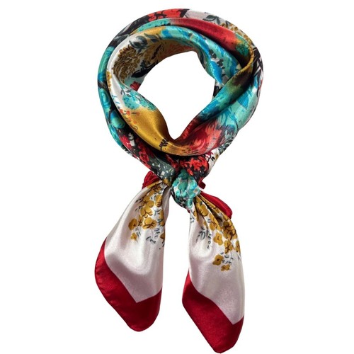 Women's Fashion Scarf or Bandana Shiny Silk Feel Head or Neck Square Tulips a... - Picture 2 of 6