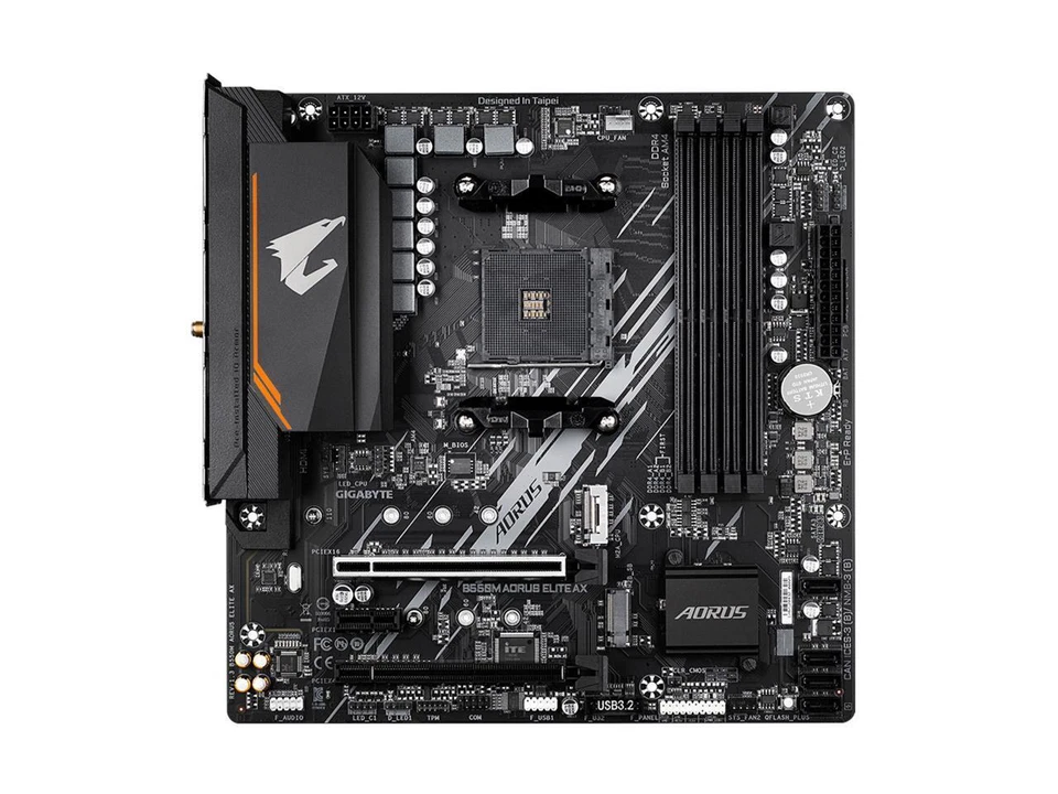 GIGABYTE B550M AORUS ELITE AX (rev 1.3) AM4 AMD B550 Micro-ATX Motherboard - Image 2 of 4