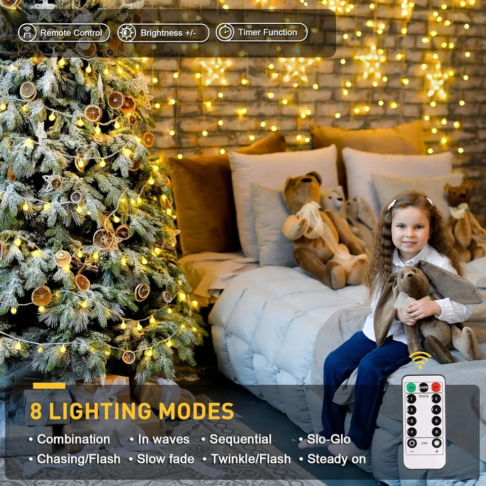 100 LEDs Battery Operated String Lights Globe Fairy Lights Tent Camping Garden - Image 4 of 4