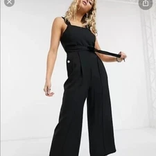 TOPSHOP Wide Leg Jumpsuit Black Size 4 City Chic Modern Cocktail Party Travel