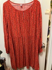 Old Navy XL orange floral flowy dress with Long Sleeves