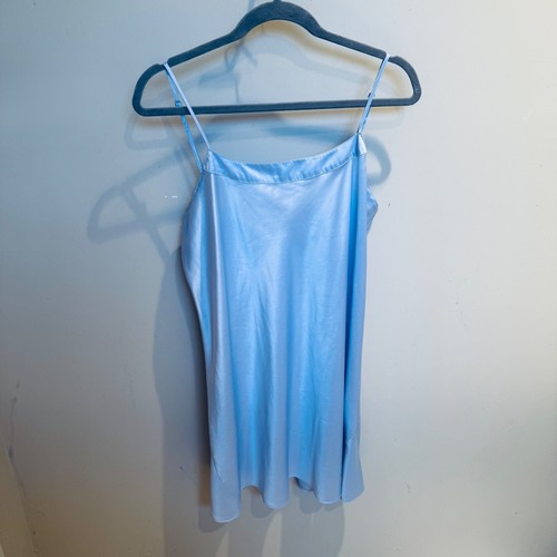 Cabernet Sleepwear Slip Dress Satin Lingerie Blue Sleeveless Size L