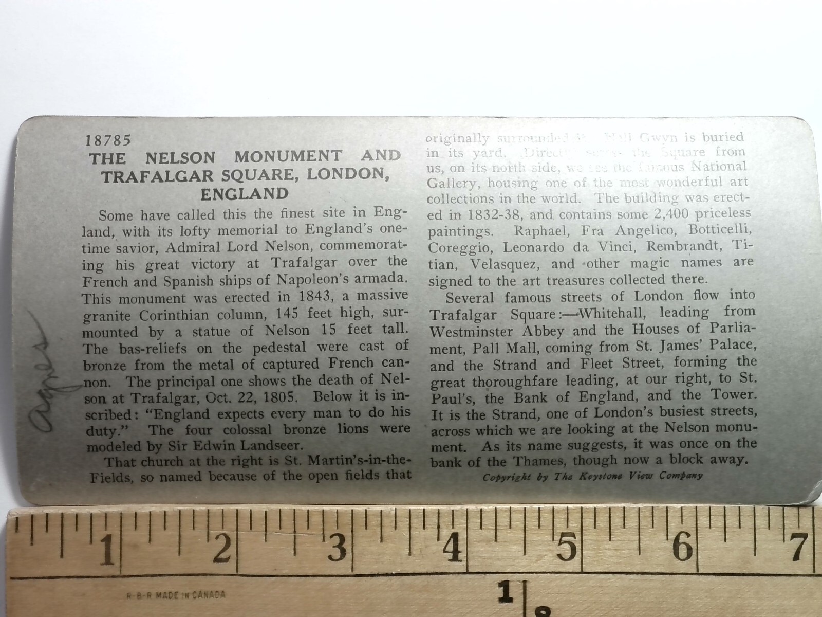 Trafalgar Square London England Stereoview Antique c1920s Y19501
