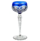 Val St Lambert Saarbrucken Cobalt Blue Cut to Clear Crystal Wine Goblet