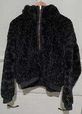 Nike Air Jordan Court To Runway Black Leopard Faux Women's Hoodie Size M