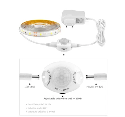 1-5M LED Stripe mit PIR Bewegungsmelder Lichtband Streifen Schrankleuchte Küchen - Bild 1 von 4