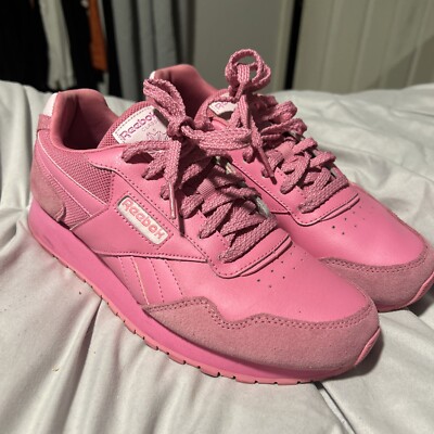 womens Reebok Pink leather Harman Run Classic athletic shoe