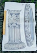 Tatouage Dry Rub Transfer Kit Stone Marble Bird Bath -Flower Garden Scene Piece