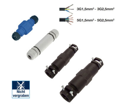 Kabelverbinder Verbindungsmuffe Stoßverbinder 3-5polig IP68 IP67 wasserdicht REV